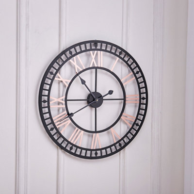 Modern Round Metal Wall Clock with Roman Numerals 80cm