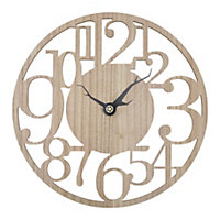 Modern Round Oversized Number Silent Quartz Wooden Wall Clock Wall Hang Decor 40cm
