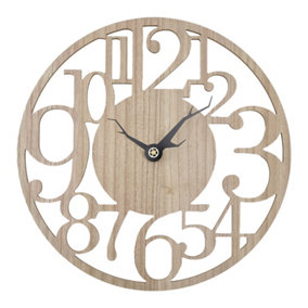 Modern Round Oversized Number Silent Quartz Wooden Wall Clock Wall Hang Decor 40cm