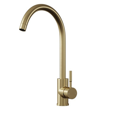 Rangemaster Estuary Dual Lever Monobloc Kitchen Mixer Tap - Brushed Brass - Better Bathrooms
