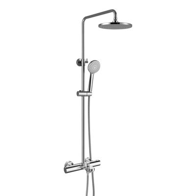 Modern Round Thermostatic Bath Shower Mixer with Riser Rail Kit Chrome