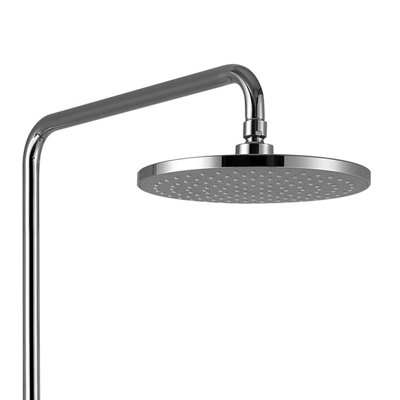 Modern Round Thermostatic Bath Shower Mixer with Riser Rail Kit Chrome - 3