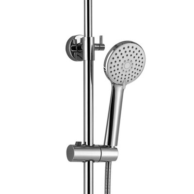Modern Round Thermostatic Bath Shower Mixer with Riser Rail Kit Chrome - 4