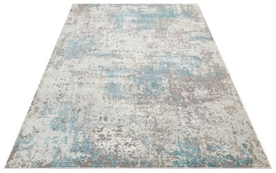 Modern Rug, Abstract Rug for Bedroom, & Living Room, Stain-Resistant Rug, 7mm Thick Teal Abstract Rug-120cm X 170cm