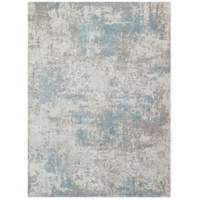 Modern Rug, Abstract Rug for Bedroom, & Living Room, Stain-Resistant Rug, 7mm Thick Teal Abstract Rug-80 X 240cm (Runner)