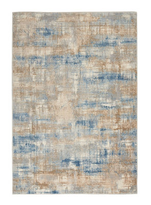 Modern Rug, Anti-Shed Abstract Rug for Bedroom, & Living Room, Modern Dining Room Rug, Blue Beige Rug-122cm X 183cm