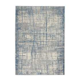 Modern Rug, Anti-Shed Abstract Rug for Bedroom, & Living Room, Modern Dining Room Rug, Ivory Blue Rug-69 X 221cm (Runner)