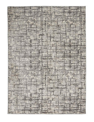 Modern Rug, Anti-Shed Abstract Rug for Bedroom, & Living Room, Modern Dining Room Rug, Ivory Grey Rug-69 X 221cm (Runner)