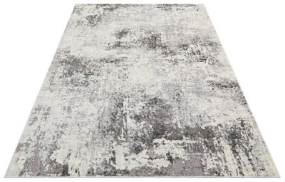 Modern Rug, Anti-Shed Abstract Rug for Bedroom, & Living Room, Modern Rug for Dining Room, 7mm Grey Rug-275cm X 380cm