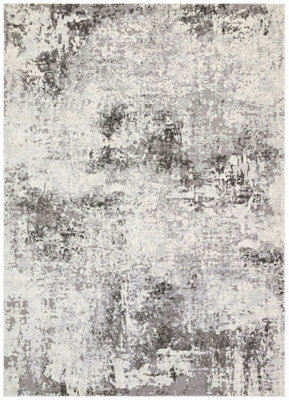 Modern Rug, Anti-Shed Abstract Rug for Bedroom, & Living Room, Modern Rug for Dining Room, 7mm Grey Rug-80 X 240cm (Runner)