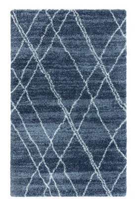 Modern Rug, Blue Cream Rug, Stain-Resistant Geometric Rug, DiningRoom Luxurious Rug, Geometric Rug-160cm X 230cm