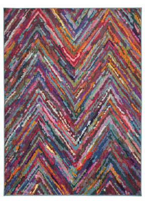 Modern Rug for Bedroom & Living Room, Stain-Resistant Dining Room Rug, 7mm Thick Multicolor Geometric Rug-80cm X 150cm