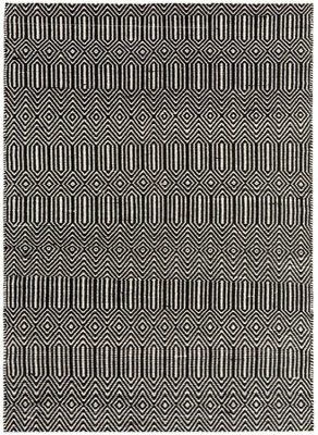 Modern Rug, Handmade Wool Rug for Bedroom, Geometric Rug, 4mm Thickness Black/White Dining Room Rug-100cm X 150cm