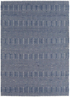 Modern Rug, Handmade Wool Rug for Bedroom, & Living Room, Easy to Clean Geometric Rug, 4mm Thick Blue Rug-100cm X 150cm