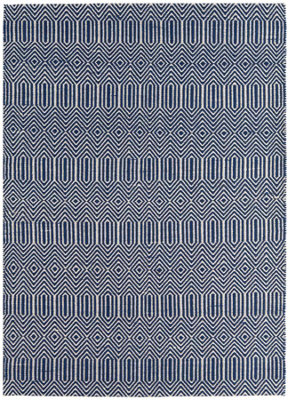 Modern Rug, Handmade Wool Rug for Bedroom, & Living Room, Easy to Clean Geometric Rug, 4mm Thick Blue Rug-66cm X 200cm (Runner)