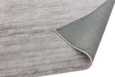 Modern Rug, Plain Bedroom Rug, Living Room Rug, Viscose Plain Rug, 7mm Silver Modern Classy Rug-66 X 240cm (Runner)