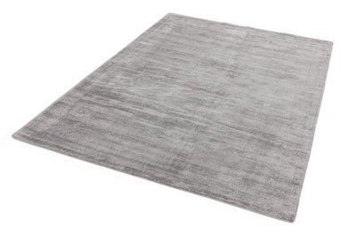 Modern Rug, Plain Bedroom Rug, Living Room Rug, Viscose Plain Rug, 7mm Silver Modern Classy Rug-66 X 240cm (Runner)