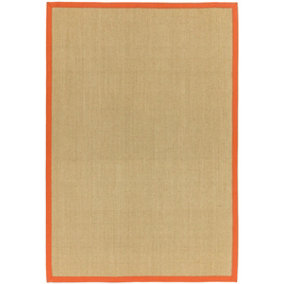 Modern Rug, Plain Rug for Bedroom, & Living Room, Bordered Rug, 4mm Thick Anti-Slip Natural Orange Rug-68 X 240cm (Runner)