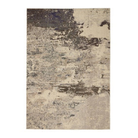 Modern Rug, Stain-Resistant Graphic Rug, Ivory Grey Abstract LivingRoom Rug, 6mm Thick Modern Bedroom Rug-119cm X 180cm