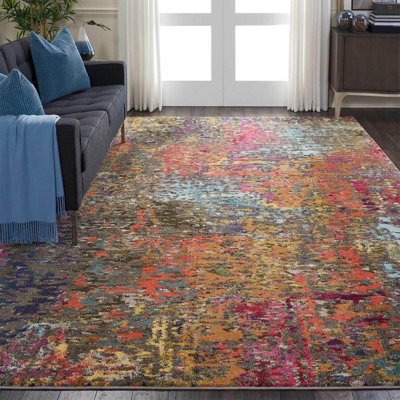 Modern Rug, Stain-Resistant Turkish Rug with 6mm Thick, Abstract Graphics Rug for Bedroom, & Dining Room-160cm (Circle)