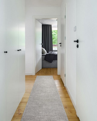 Modern runner TULS 51248 structural, melange grey 100 cm  100x100 cm