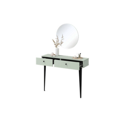 Modern Sage Green Milano Dressing Table with Drawers - Compact Elegance and Stylish Functionality (H)800mm (W)1050mm (D)300mm