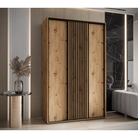 Modern Sapporo Sliding Door Wardrobe 150cm in Oak Artisan: Stylish Storage for Small Spaces (H)2050mm (W)1500mm (D)600mm