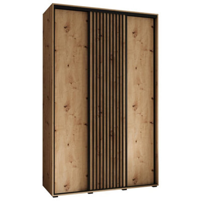 Modern Sapporo Sliding Door Wardrobe 150cm in Oak Artisan: Stylish Storage for Small Spaces (H)2050mm (W)1500mm (D)600mm