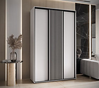 Modern Sapporo Sliding Door Wardrobe 150cm in White: Stylish Storage for Small Spaces (H)2050mm (W)1500mm (D)600mm