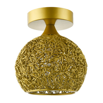 Modern Satin Gold Ceiling Light Fitting with Twisting Metal Shade