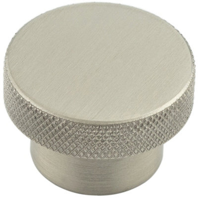Modern Satin Nickel Cupboard Knob - 40mm Diamond Knurled Design - Kitchen Cabinet Knob