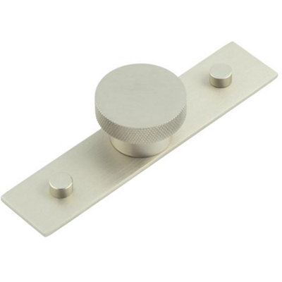 Modern Satin Nickel Cupboard Knob with Backplate - 40mm - Kitchen Cabinet Knob