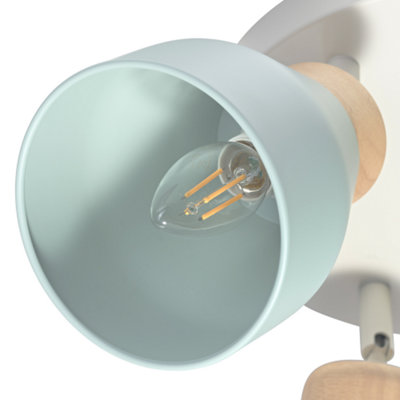 Modern Scandinavian Style Spot Ceiling Light in Grey and Dusk and Duck Egg Blue
