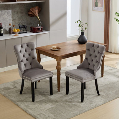 Modern Set of 2 Upholstered Velvet Dining Chairs, Button Tufted Kitchen ...