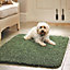 Modern Shaggy Forest Green Washable Plain Anti-Slip Easy To Clean Dining Room Rug-67cm X 150cm