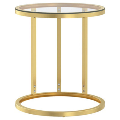 Modern Side Table Gold and Transparent 45 cm Tempered Glass