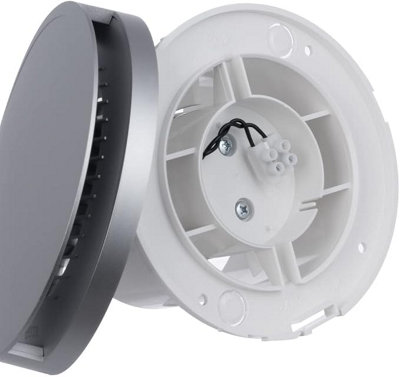 Modern Silent Round Bathroom Extractor Fan 100mm / 4" with Satin Front Cover - 3