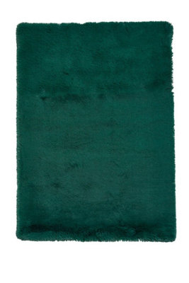 Modern Silky Faux Fur Green Shaggy Rug for Living & Dining Room-80cm X 150cm (2ft. 7in. X 4ft. 9in.)