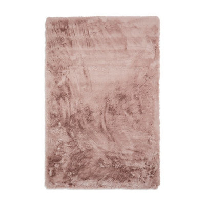Modern Silky Faux Fur Plain Shaggy Rose Rug for Living & Dining Room-150cm X 230cm (4ft. 11in. X 7ft. 6in.)