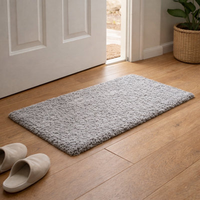Modern Silver Shaggy Rug Deep Pile Comfort Rug for Home Interiors (60x110)