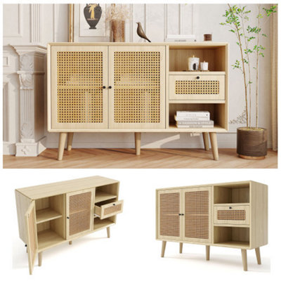 Modern simple sideboard 120x40x78cm, light-colored wooden woven door ...