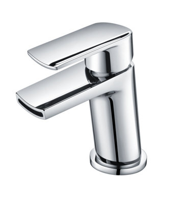 Modern Single Lever Mono Basin Mixer Bathroom Sink Tap with Push Button Waste - Chrome