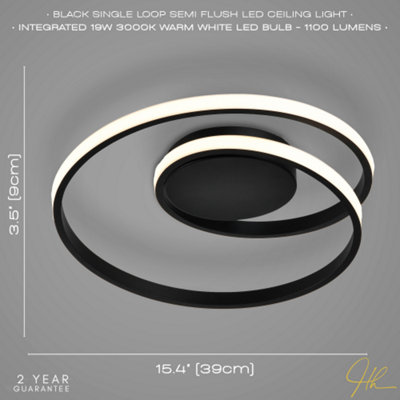 Modern Single Loop Strip Flush LED Powered Ceiling Light Fitting in ...