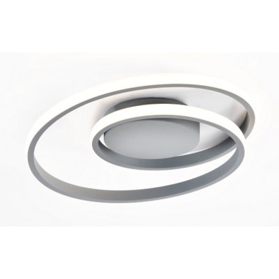 Modern Single Loop Strip Flush LED Powered Ceiling Light Fitting in Matt Grey