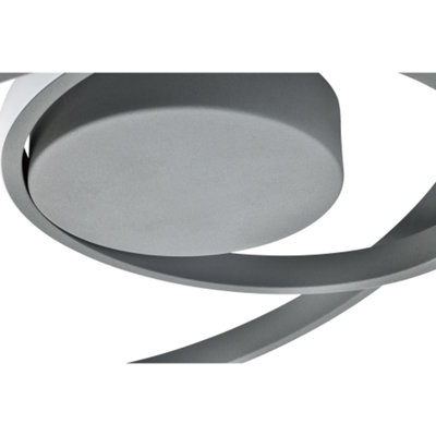 Modern Single Loop Strip Flush LED Powered Ceiling Light Fitting in Matt Grey