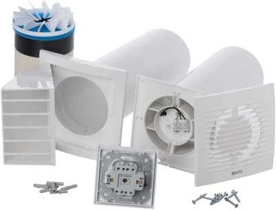 Modern Single Room Heat Recovery Kit 150mm with Wall Switch
