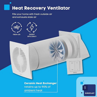 Modern Single Room Heat Recovery Kit 150mm with Wall Switch - 3