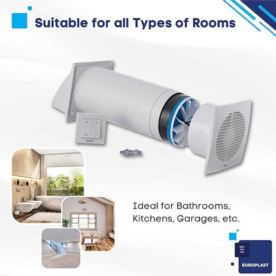 Modern Single Room Heat Recovery Kit 150mm with Wall Switch - 4