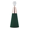 Modern Sleek Soft Green Velvet Table Lamp Base with Shiny Copper Metal Trim