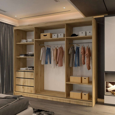 Modern Sliding Wardrobe LED Light - Full Length Mirror Center Panel ...